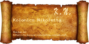 Kolonics Nikoletta névjegykártya