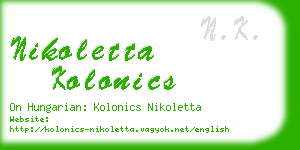 nikoletta kolonics business card